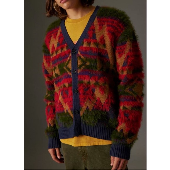 NWT BDG URBAN OUTFITTERS EARTH TONES CARDIGAN fuzzy southwestern Size M.Unisexed - Picture 1 of 9